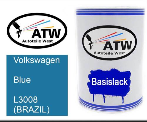 Volkswagen, Blue, L3008 (BRAZIL): 500ml Lackdose, von ATW Autoteile West.